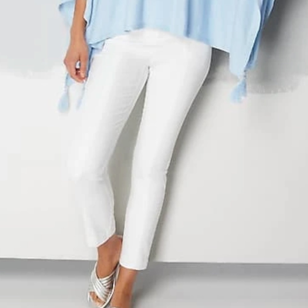 J. Jill Essential Cotton Stretch Pull On Pants White Size 16